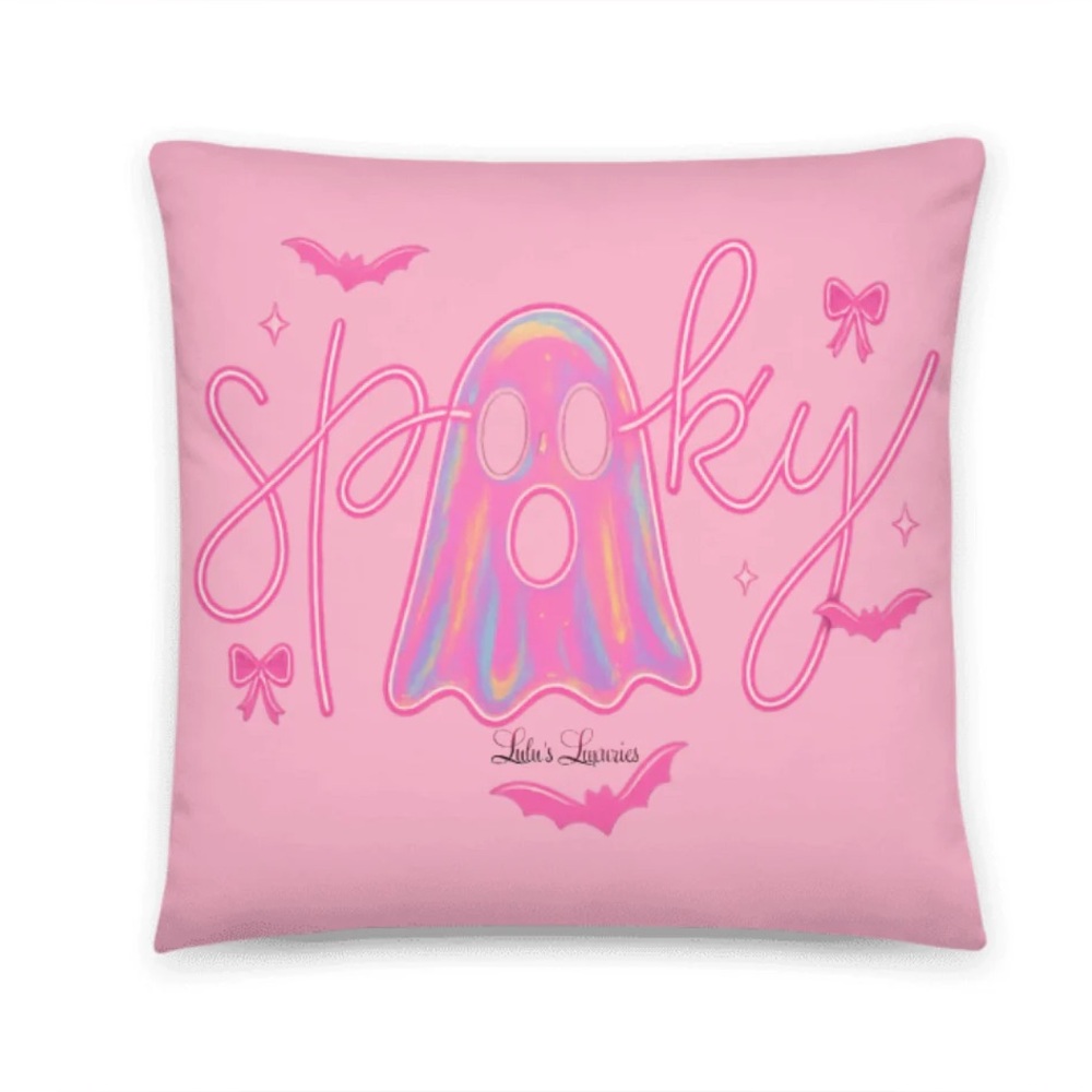 Pink Spooky Ghost Pillow by Lulu’s Luxuries